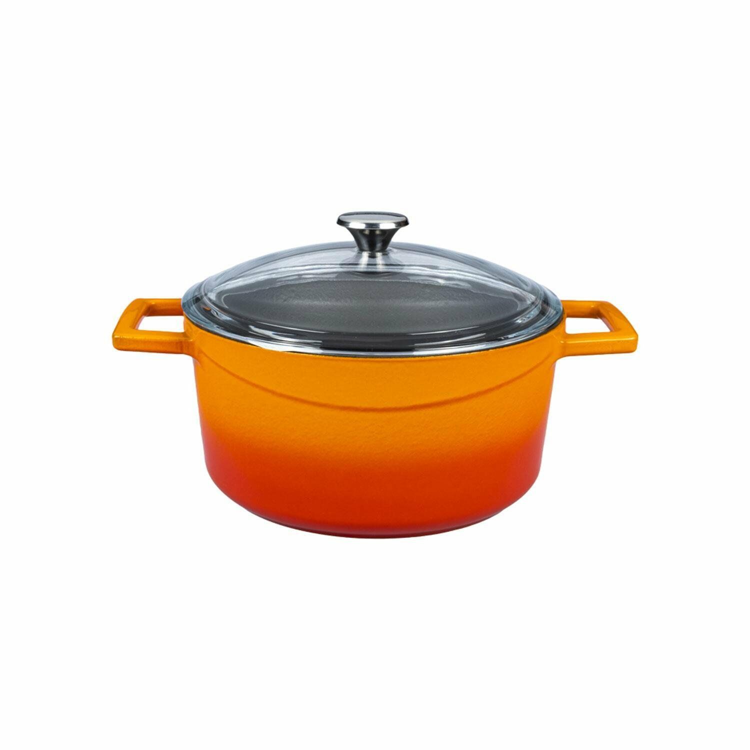 Lava Döküm Yuvarlak Tencere Cam kapaklı. Glaze Çap(Ø)20cm.