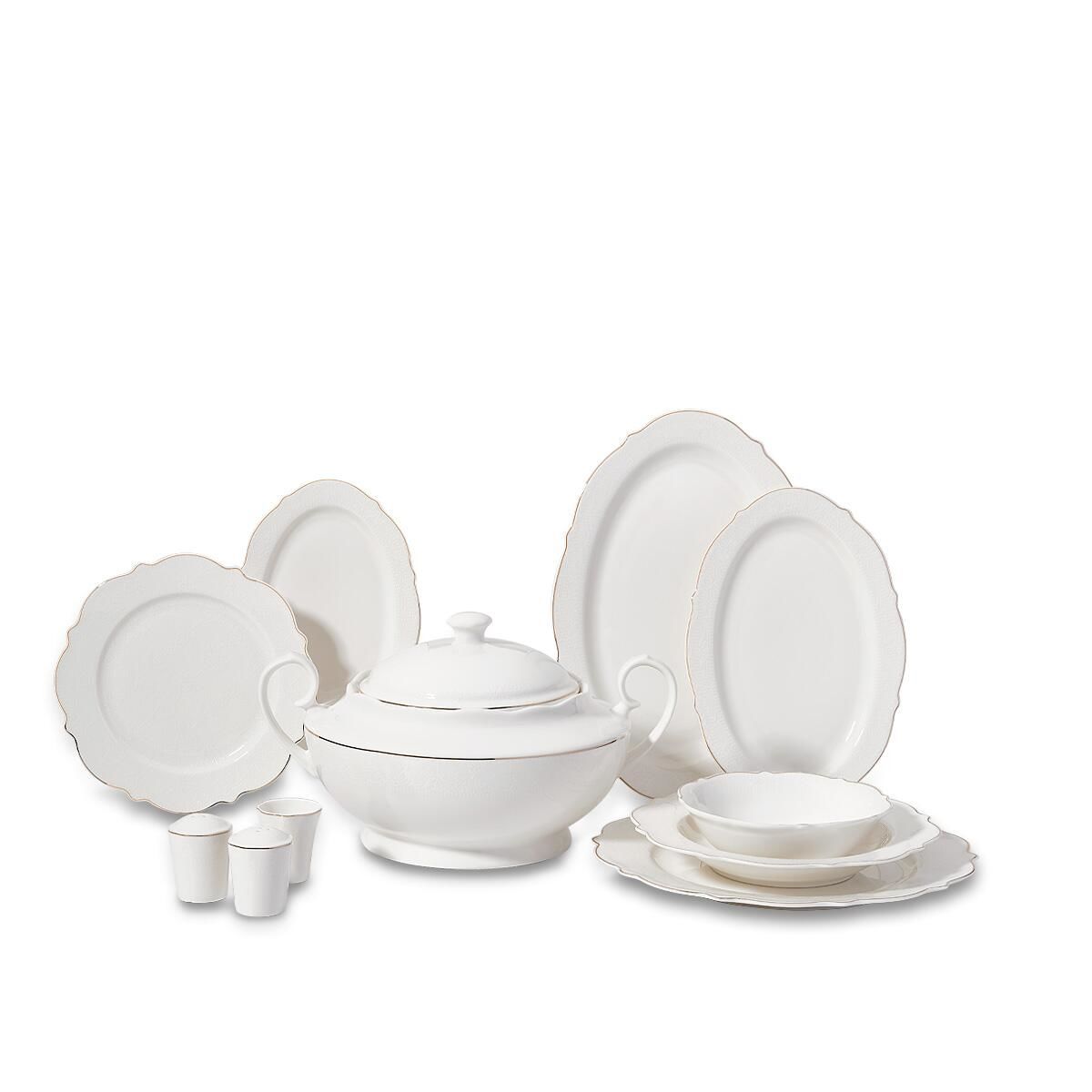Korkmaz Eliza Collection 60 Parça Gold Yuvarlak Yemek Takımı A8241