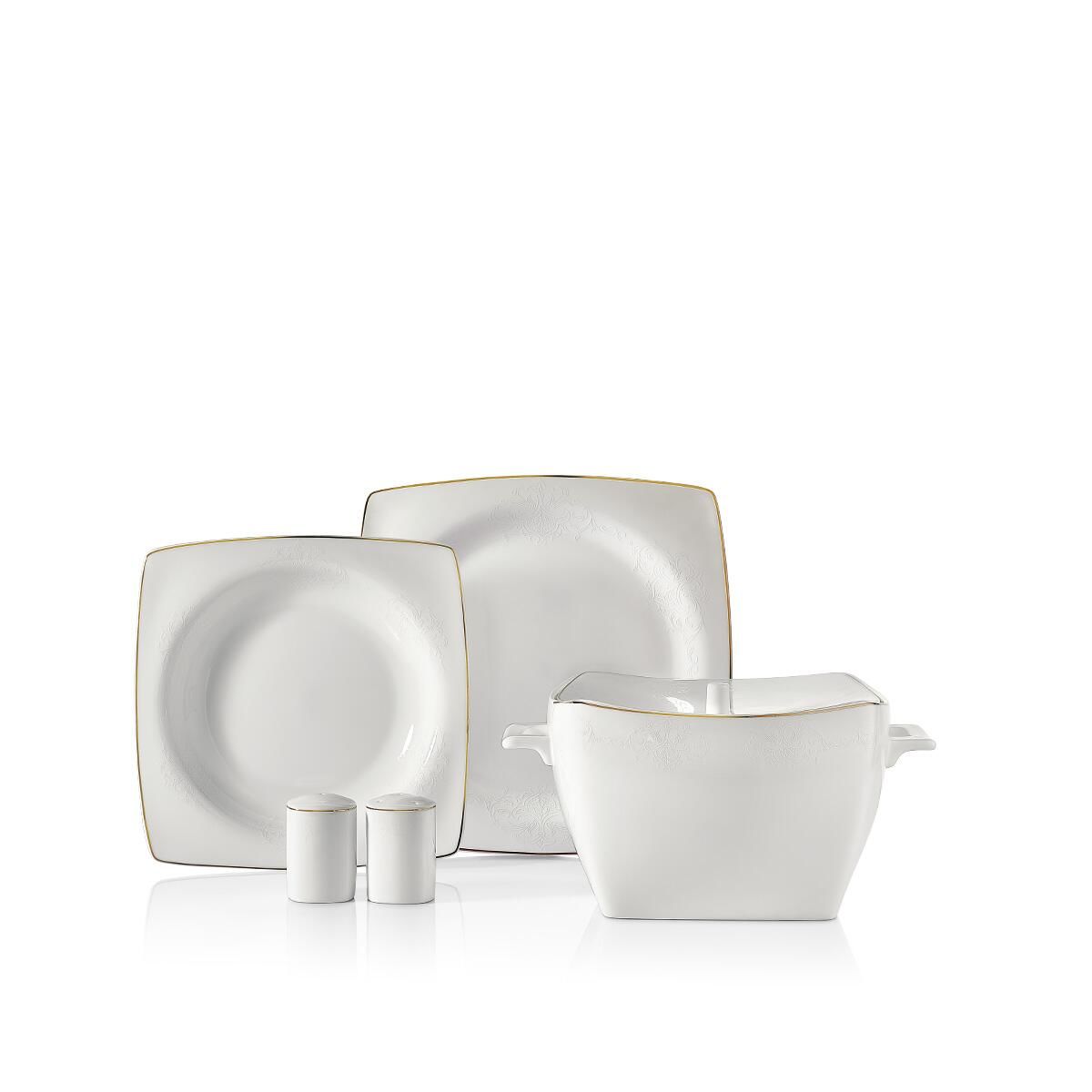 Korkmaz Bone Selection 60 Parça Kare Yemek Takımı A8433