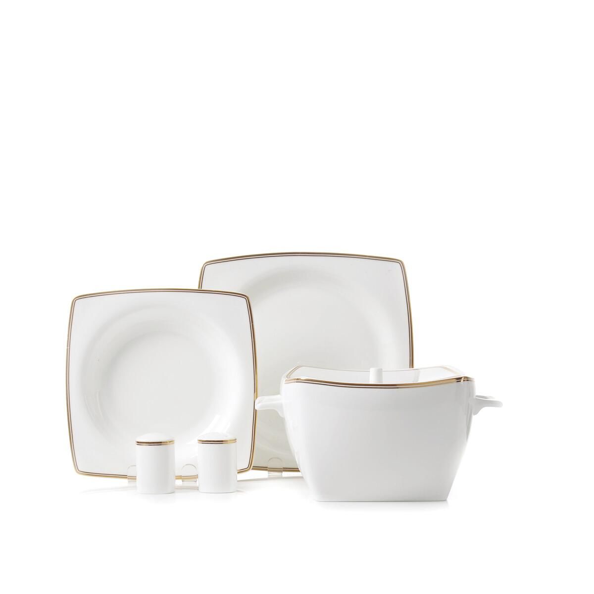 Korkmaz Bone Selection 60 Parça Kare Yemek Takımı A8438