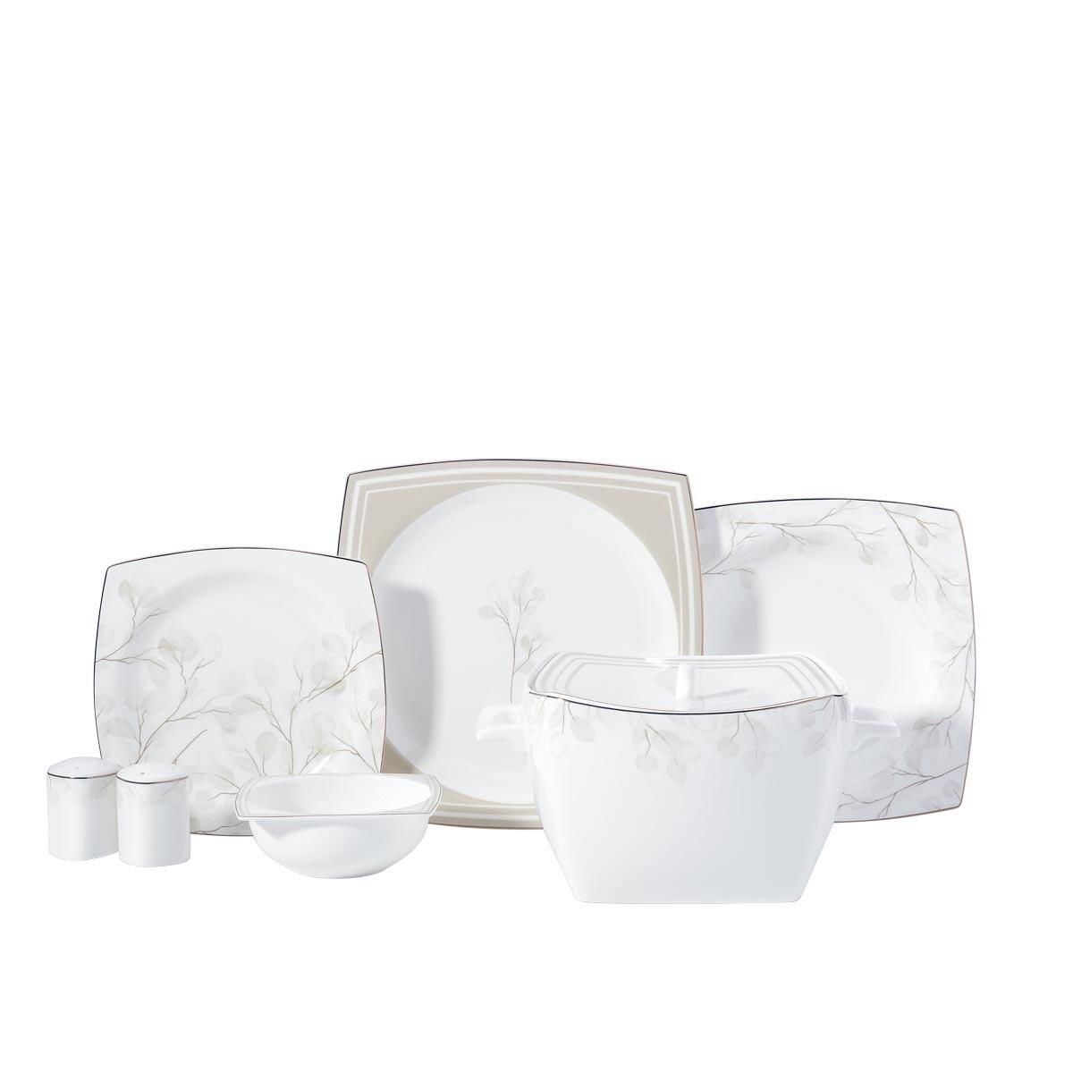 Korkmaz Bone Collection 60 Parça Kare Yemek Takımı A8461