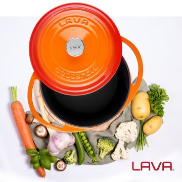 Lava Döküm Yuvarlak Tencere Döküm Demir Kapak Heritage Serisi Çap(Ø)20cm Turuncu