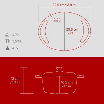 Lava Döküm Yuvarlak Tencere Döküm Demir Kapak Heritage Serisi Çap(Ø)24cm Kırmızı