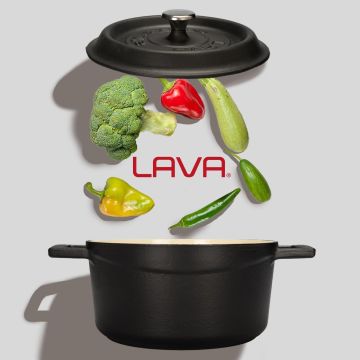 Lava Döküm Yuvarlak Tencere Döküm Demir Yekpare Kulplu Edition Serisi Çap(Ø)20cm. Siyah