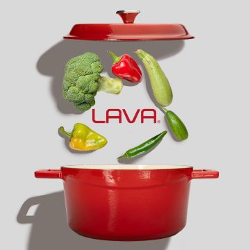 Lava Döküm Yuvarlak Tencere Döküm Demir Yekpare Kulplu Edition Serisi Çap(Ø)20cm. Kırmızı