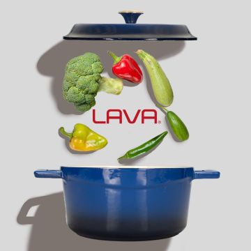 Lava Döküm Yuvarlak Tencere Döküm Demir Yekpare Kulplu Edition Serisi Çap(Ø)20cm. Mavi