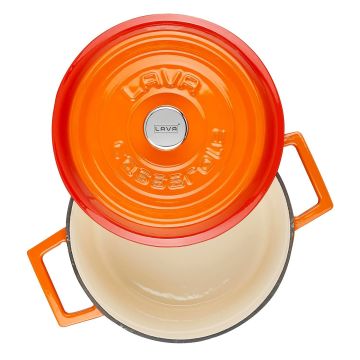 Lava Döküm Yuvarlak Tencere Döküm Demir Yekpare Kulplu Edition Serisi Çap(Ø)20cm. Turuncu
