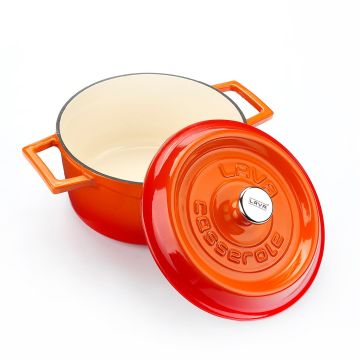 Lava Döküm Yuvarlak Tencere Döküm Demir Yekpare Kulplu Edition Serisi Çap(Ø)20cm. Turuncu