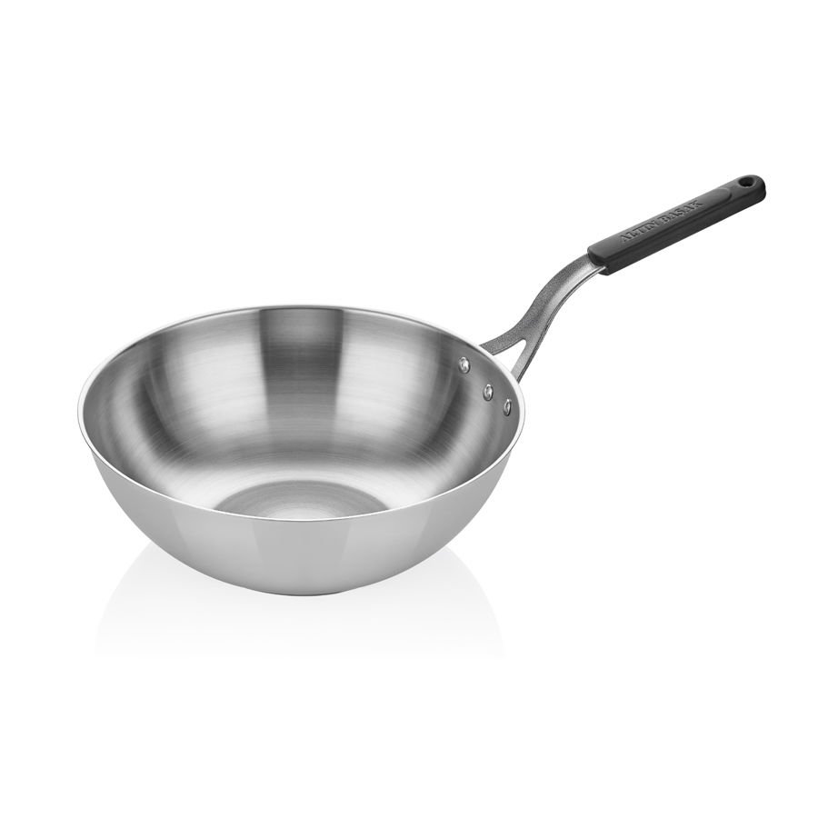 Çelik Wok Tava - Silikonlu Sap