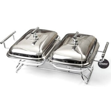 GRV-9801 Groovy Isıtıcılı İkili Yemek Servis - 46.5 x 30.5 x 18 cm (2×1.6 lt.)
