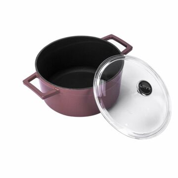 Lava Döküm Yuvarlak Tencere Cam kapaklı. Glaze Çap(Ø)24cm.