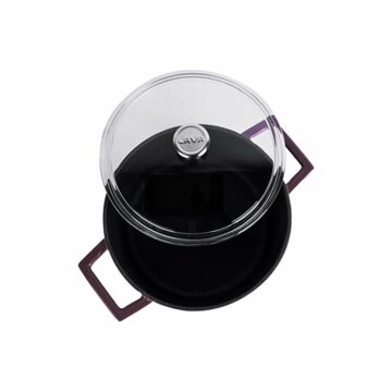 Lava Döküm Yuvarlak Tencere Cam kapaklı. Glaze Çap(Ø)24cm.