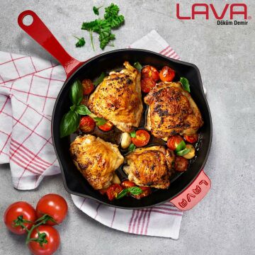 Lava Döküm Yuvarlak Kızartma Tavası Döküm Demir Yekpare Saplı. Çap(Ø)28cm
