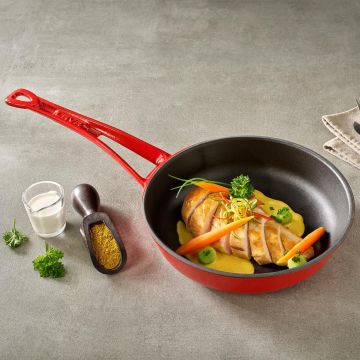 Lava Döküm Yuvarlak Kızartma Tavası Döküm Demir Yekpare Saplı Çap(Ø)24cm