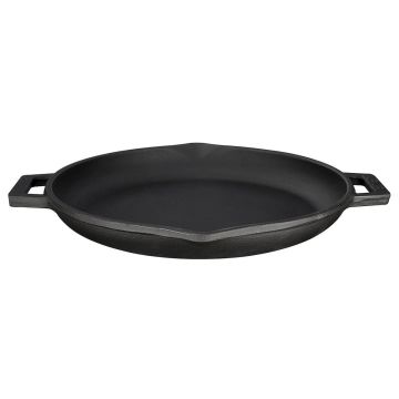 Lava Döküm Yuvarlak Kızartma Tavası Döküm Demir Yekpare Çift Kulplu Çap(Ø)30cm.