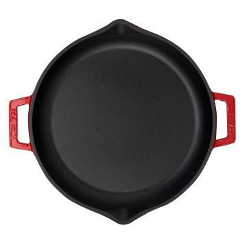 Lava Döküm Yuvarlak Kızartma Tavası Döküm Demir Yekpare Çift Kulplu Çap(Ø)30cm.