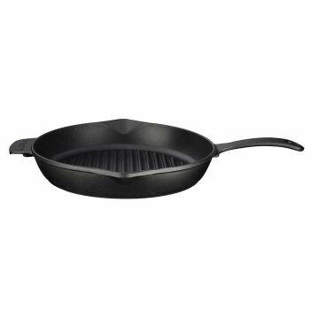 Lava Döküm Yuvarlak Izgara Tava Döküm Demir Yekpare Saplı Çap(Ø)28cm.