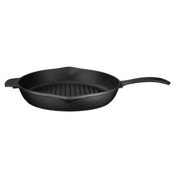 Lava Döküm Yuvarlak Izgara Tava Döküm Demir Yekpare Saplı Konkav Taban 12mm. Çap(Ø)28cm.