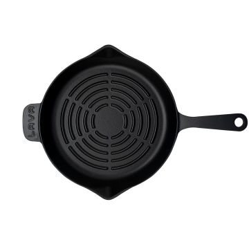 Lava Döküm Yuvarlak Izgara Tava Döküm Demir Yekpare Saplı Radyal Dokulu İç Yüzey Çap(Ø)28cm.
