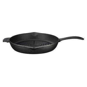 Lava Döküm Yuvarlak Izgara Tava Döküm Demir Yekpare Saplı Radyal Dokulu İç Yüzey Çap(Ø)28cm.