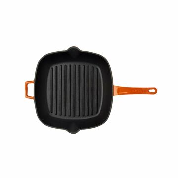 Lava Döküm Kare Izgara Tava Cam Kapaklı Döküm Demir Yekpare Saplı Ölçü 26x26cm.