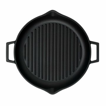 Lava Döküm Yuvarlak Izgara Tavası Döküm Demir Yekpare Çift Kulplu Çap(Ø)30cm.