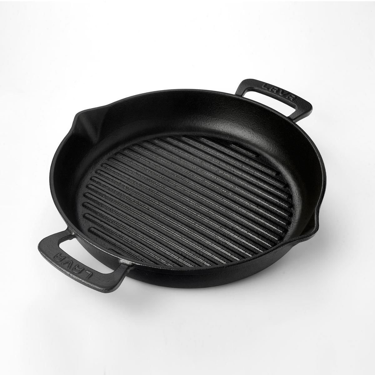 Lava Döküm Yuvarlak Izgara Tavası Döküm Demir Yekpare Çift Kulplu Çap(Ø)32cm.
