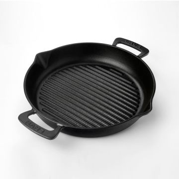 Lava Döküm Yuvarlak Izgara Tavası Döküm Demir Yekpare Çift Kulplu Çap(Ø)32cm.