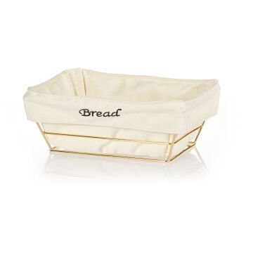 BRD-HW182B-ALTIN Dikdörtgen Bezli Ekmek Sepeti (Altın) - 22 x 16 x 7,5 cm