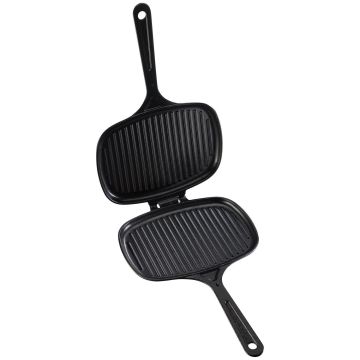 Lava Döküm Dikdörtgen Izgara Tost Makinası Döküm Demir Yekpare Saplı Ölçü 18x26cm.