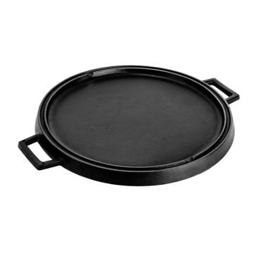 Lava Döküm Yuvarlak Çift Yön Izgara Tavası Döküm Demir Yekpare Çift Kulplu Çap(Ø)34cm.