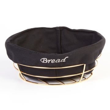 BRD-HW179-ALTIN Yuvarlak Bezli Ekmek Sepeti (Altın) - 23 x 23 x 8,5 cm