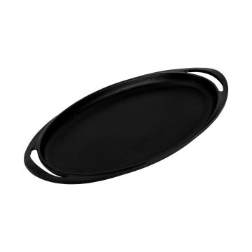 Lava Döküm Oval Kızartma Tavası Döküm Demir Yekpare Kulplu Ölçü 23x40cm.