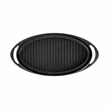 Lava Döküm Oval Izgara Tavası Döküm Demir Yekpare Kulplu Ölçü 23x40cm.