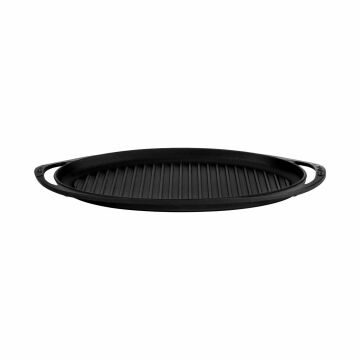 Lava Döküm Oval Izgara Tavası Döküm Demir Yekpare Kulplu Ölçü 23x40cm.