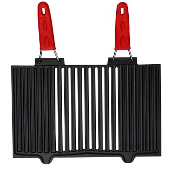 Lava Döküm Dikdörtgen Mangal Izgarası Silikon Paslanmaz Çift Tel Saplı Ölçü 40x25cm.
