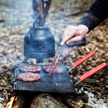Lava Döküm Dikdörtgen Mangal Izgarası Silikon Paslanmaz Çift Tel Saplı Ölçü 40x25cm.