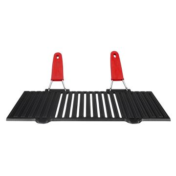 Lava Döküm Dikdörtgen Mangal Izgarası Silikon Paslanmaz Çift Tel Saplı Ölçü 40x25cm.