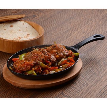 Lava Döküm Oval Fajita Tabağı Döküm Demir Yekpare Saplı Ölçü 17x23cm.