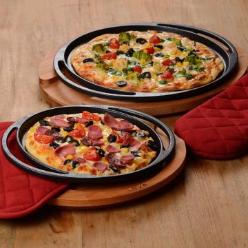 Lava Döküm Yuvarlak Pizza Krep Pankek Tavası Döküm Demir Yekpare Çift Kulplu Çap(Ø)20cm.