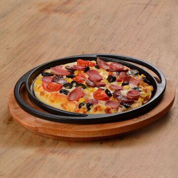 Lava Döküm Yuvarlak Pizza Krep Pankek Tavası Döküm Demir Yekpare Çift Kulplu Çap(Ø)28cm.