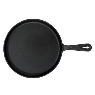 Lava Döküm Yuvarlak Pizza Krep Pankek Tavası Döküm Demir Yekpare Saplı Çap(Ø)26cm.