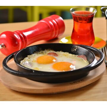 Lava Döküm Yuvarlak Sahan Döküm Demir Yekpare Çift Kulplu Çap(Ø)16cm.