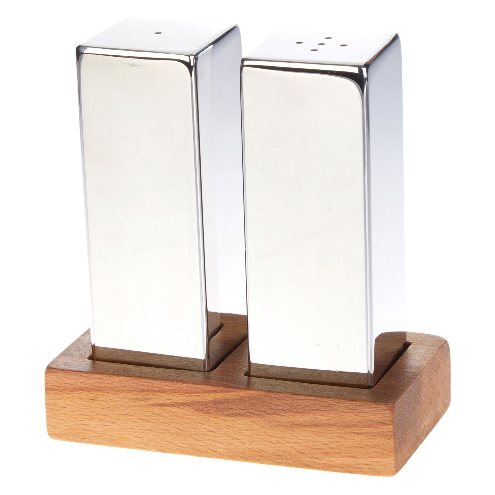 GRV-317-XL Groovy Everest Büyük Kare İkili Tuzluk Seti (Parlak-Mat) - Ø4 cm x h 12.5 cm