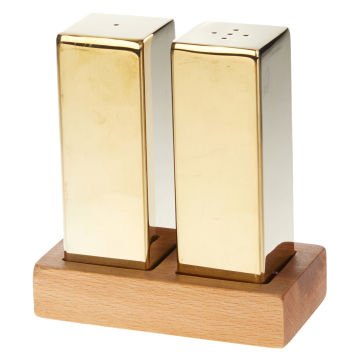 GRV-317-XL-ALTIN Groovy Everest Büyük Kare İkili Tuzluk Seti (Altın) - Ø4 cm x h 12.5 cm