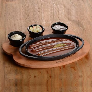 Lava Döküm Oval Sahan Döküm Demir Yekpare Çift Kulplu Kayın Servis Ahşabı Ölçü 21x14cm. (Sos Kapları Dahil Değildir.)