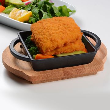 Lava Döküm Kare Sahan Döküm Demir Yekpare Çift Kulplu Kayın Servis Ahşabı Ölçü 12x12cm.