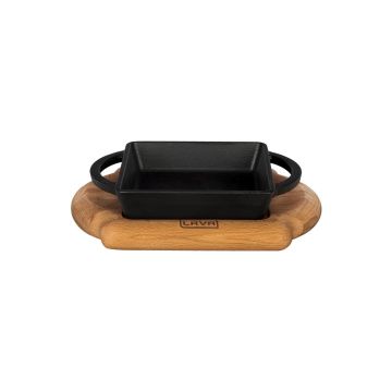 Lava Döküm Kare Sahan Döküm Demir Yekpare Çift Kulplu Kayın Servis Ahşabı Ölçü 12x12cm.