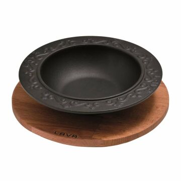 Lava Döküm Yuvarlak Çorba Kasesi Kayın Servis Ahşabı. Çap(Ø)19cm.