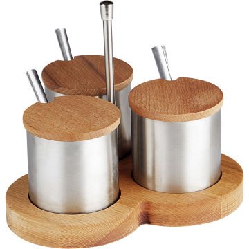GRV-241-Mat Groovy Standlı Üçlü Baharatlık Takımı - 17 cm